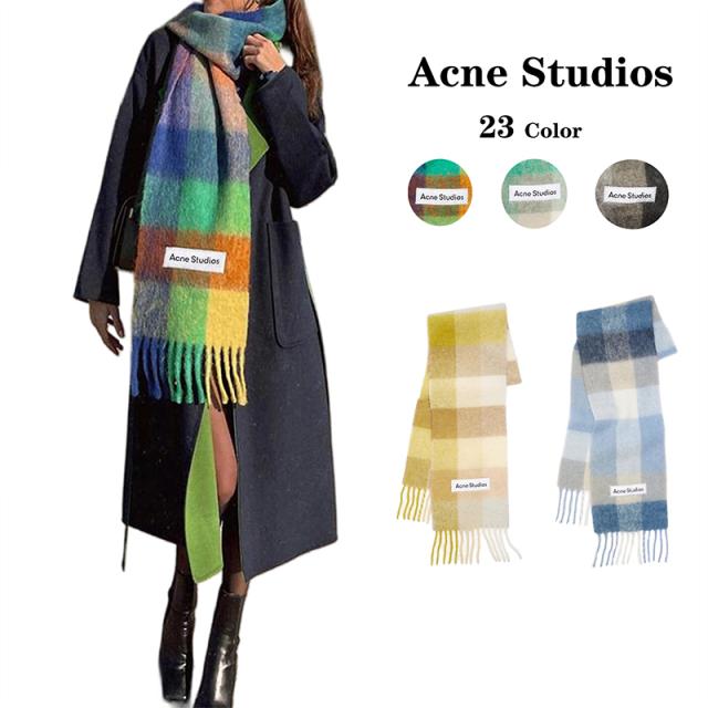 アクネストゥディオズ Acne Studios モヘアチェックスカーフ FN-UX チェック柄 フリンジ ロゴラベル カラー23色   在庫処分特価 アクネストゥディオズ Acne Studios モヘアチェックスカーフ FN-UX